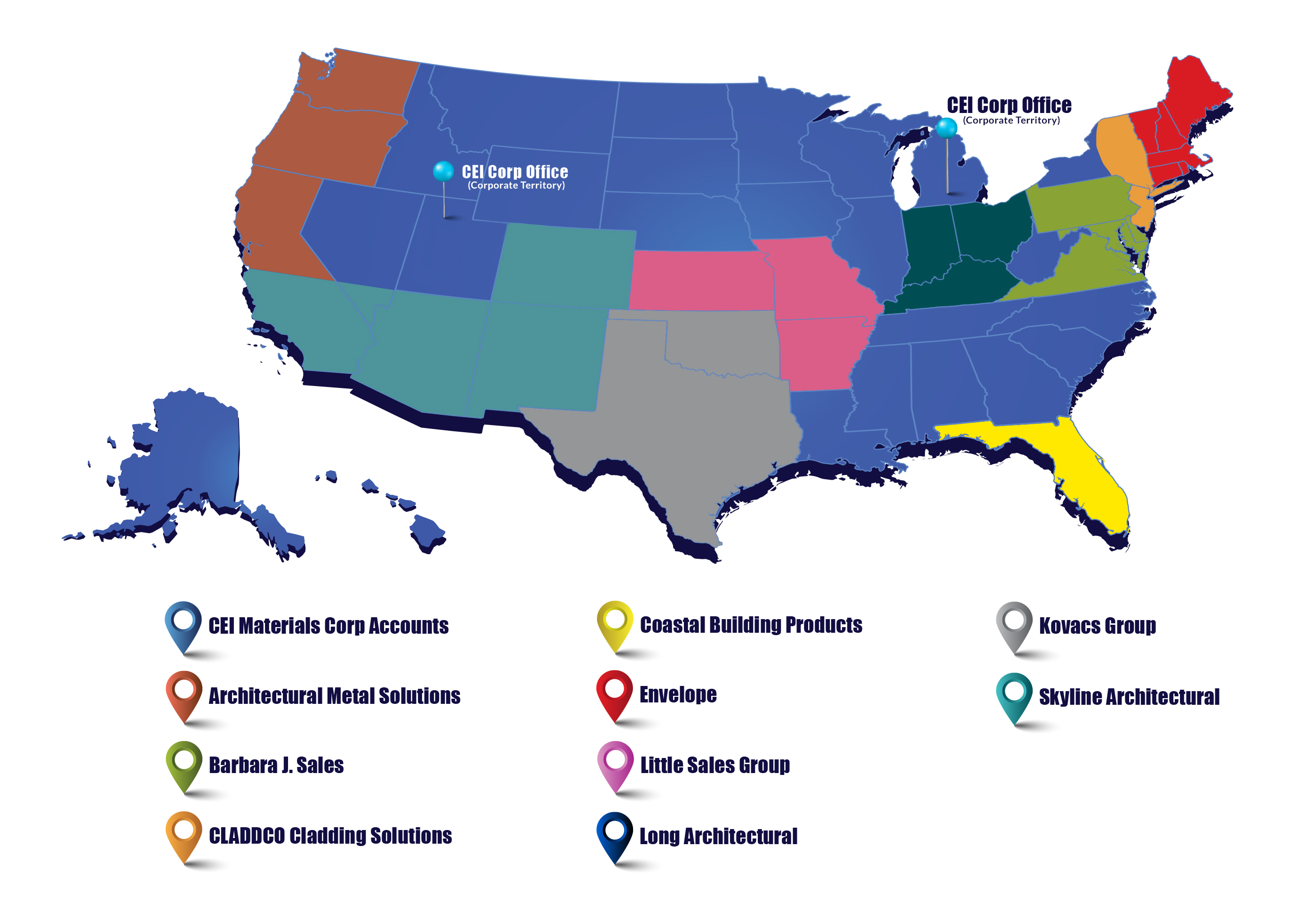 Contact CEI Materials | Nationwide Architectural Cladding Fabricator - New_Rep_Map_CEI_July_2026_Rev