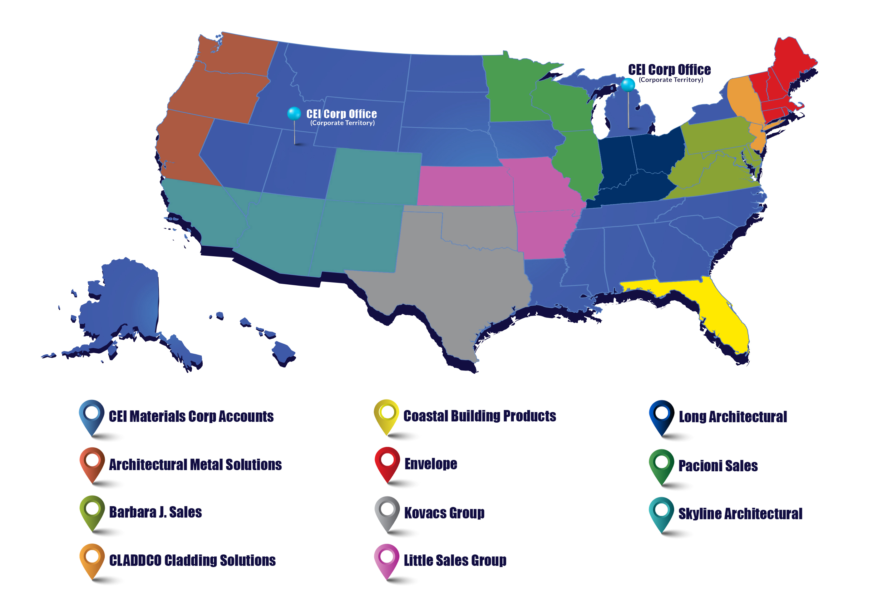 Contact CEI Materials | Nationwide Architectural Cladding Fabricator - New_Rep_Map_CEI_Sept_2026_Rev1